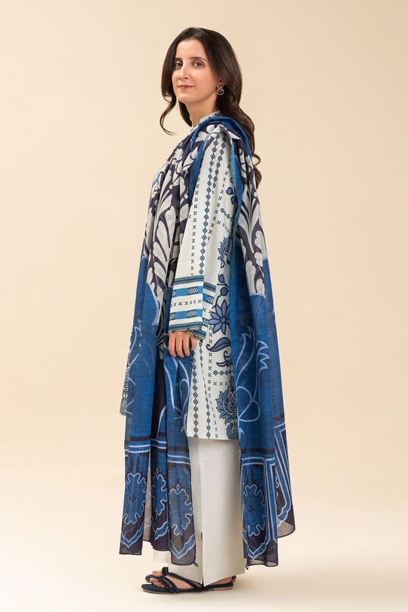 3 PICE PRINTED LAWN SUIT-MAGICIANS BLUE (UNSTITCHED) thumbnail