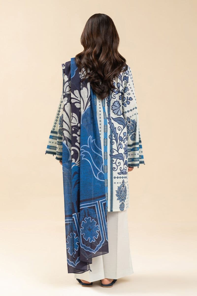 3 PICE PRINTED LAWN SUIT-MAGICIANS BLUE (UNSTITCHED) thumbnail