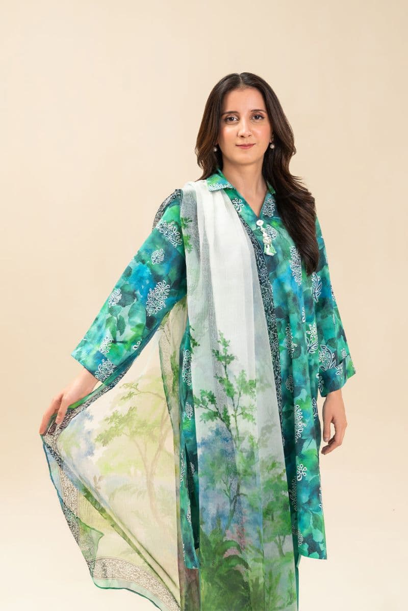 3 PIECE PRINTED LAWN SUIT-SERENE GARDEN (UNSTITCHED) thumbnail