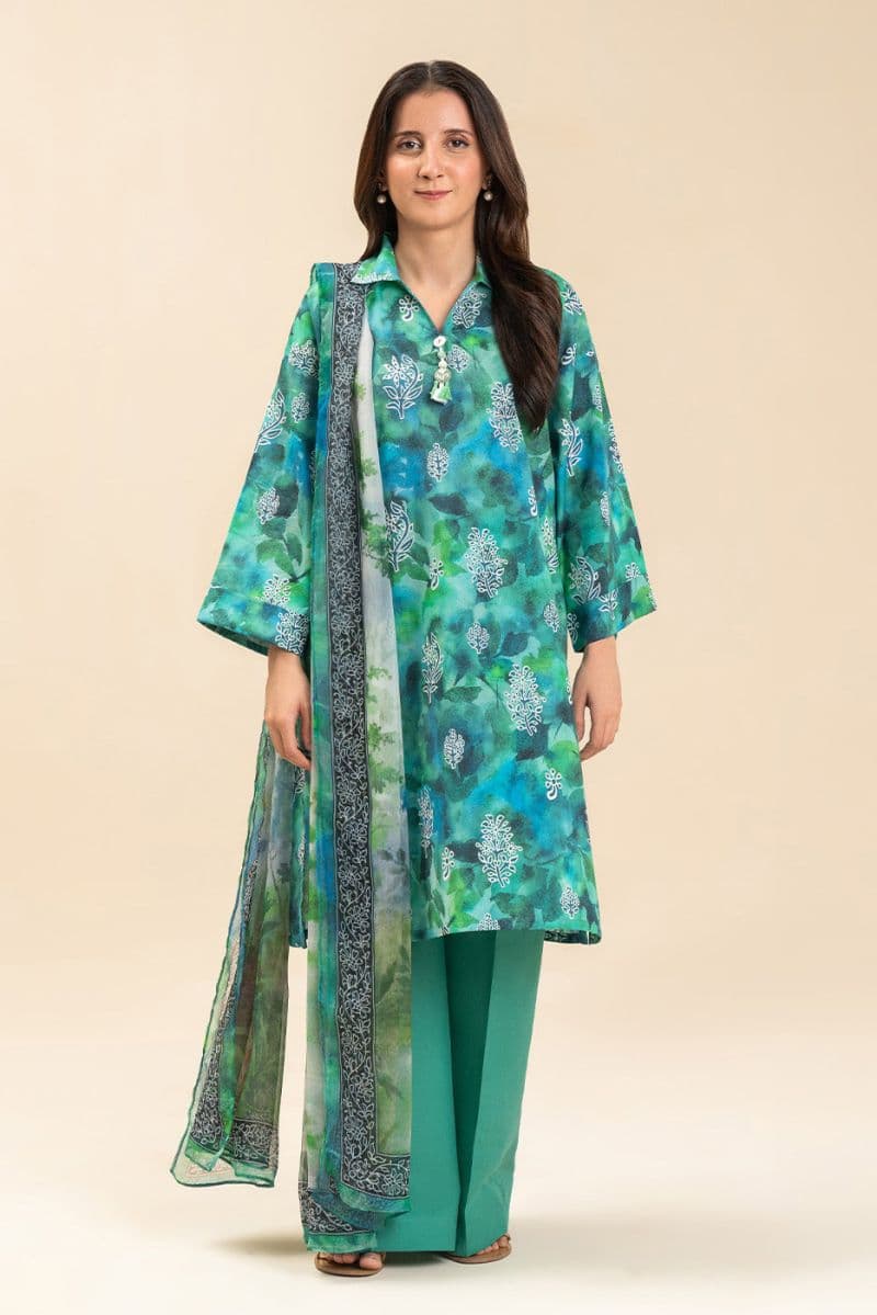 3 PIECE PRINTED LAWN SUIT-SERENE GARDEN (UNSTITCHED) thumbnail