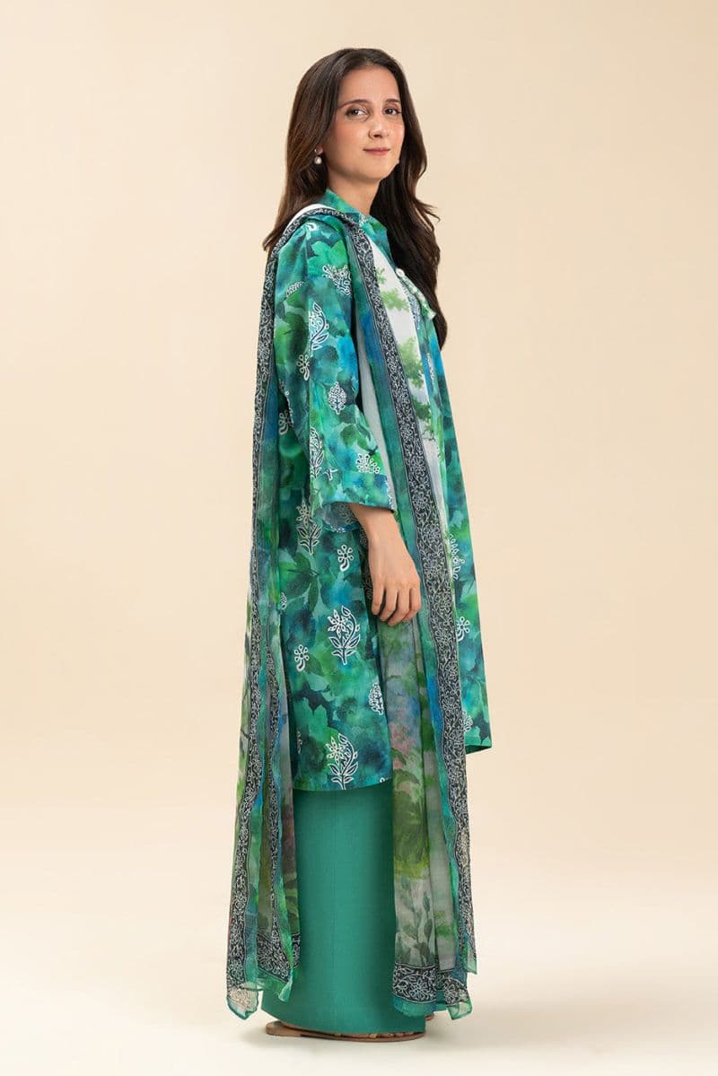3 PIECE PRINTED LAWN SUIT-SERENE GARDEN (UNSTITCHED) thumbnail