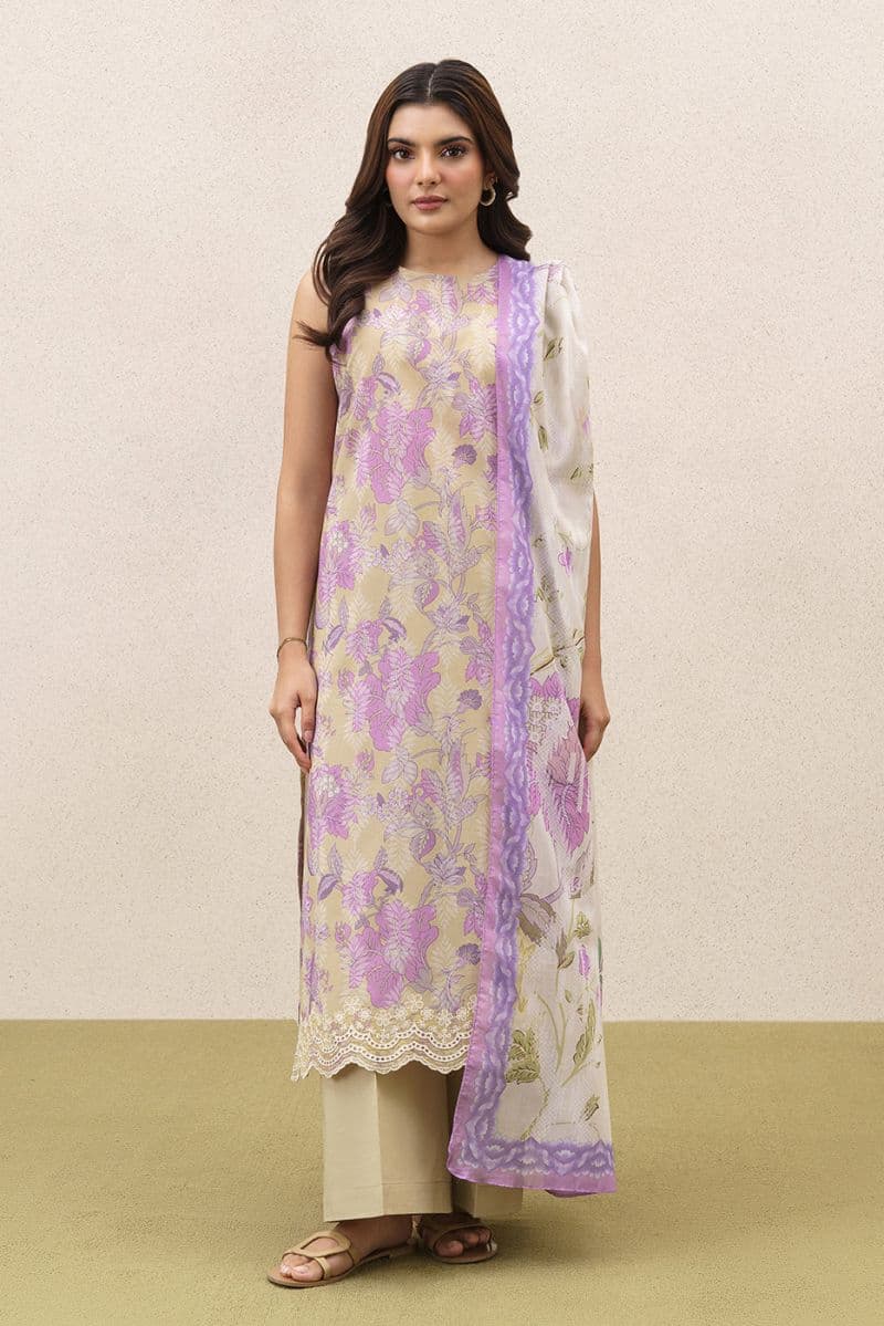3 PIECE EMBROIDERED LAWN SUIT-LIME VERDANT (UNSTITCHED) thumbnail