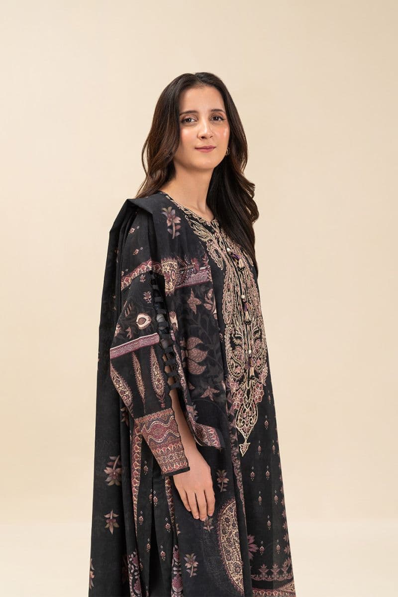 3 PIECE EMBROIDERED LENO KARRA SUIT-PAISLEY MAJESTY (UNSTITCHED) thumbnail
