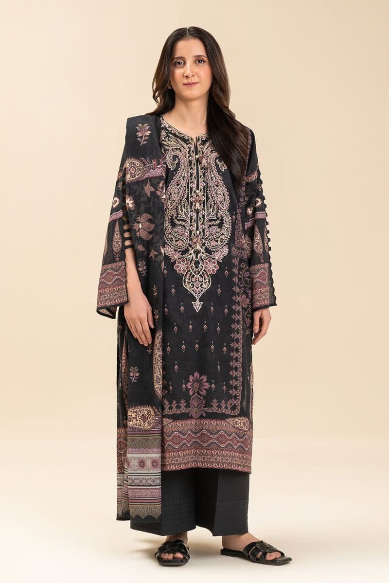 3 PIECE EMBROIDERED LENO KARRA SUIT-PAISLEY MAJESTY (UNSTITCHED) thumbnail