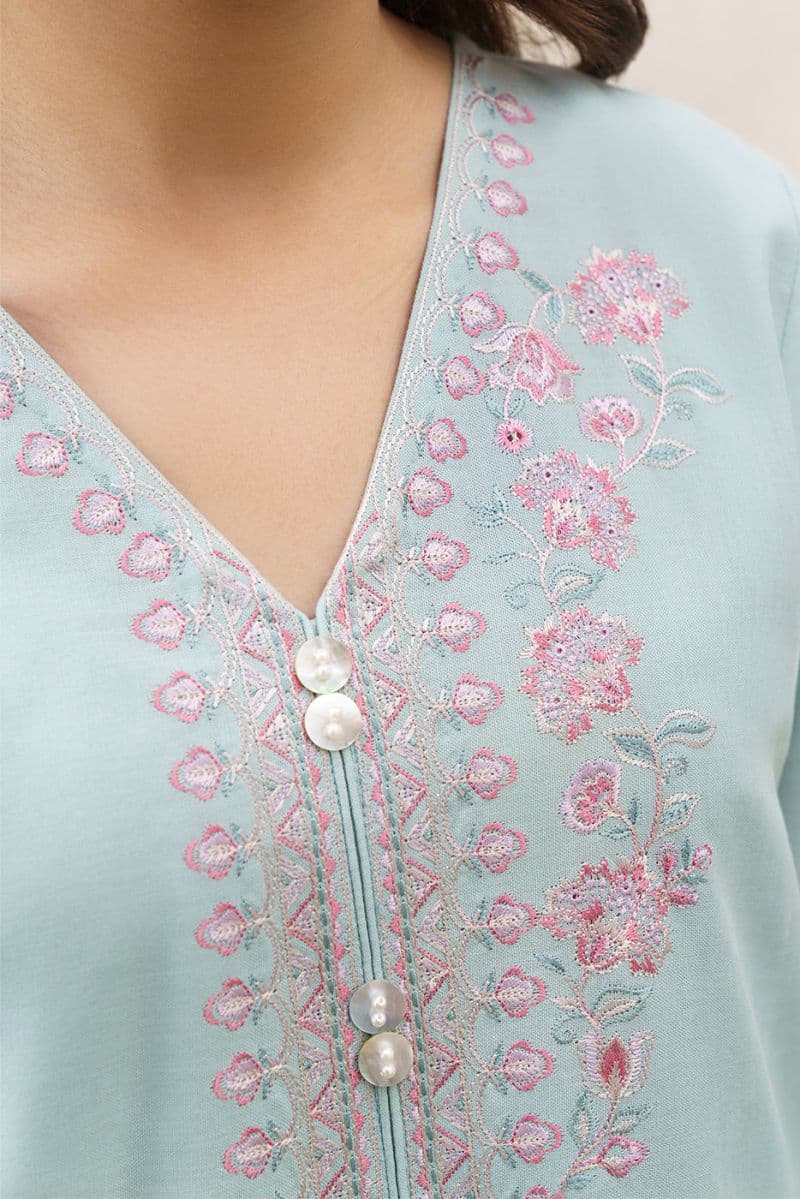2 PIECE EMBROIDERED KHADDAR SUIT-CERULEAN RESORT (UNSTITCHED) thumbnail