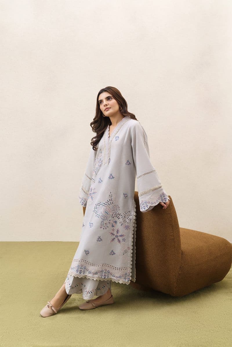 2 PIECE EMBROIDERED KHADDAR SUIT-DUSTY MEADOW (UNSTITCHED) thumbnail