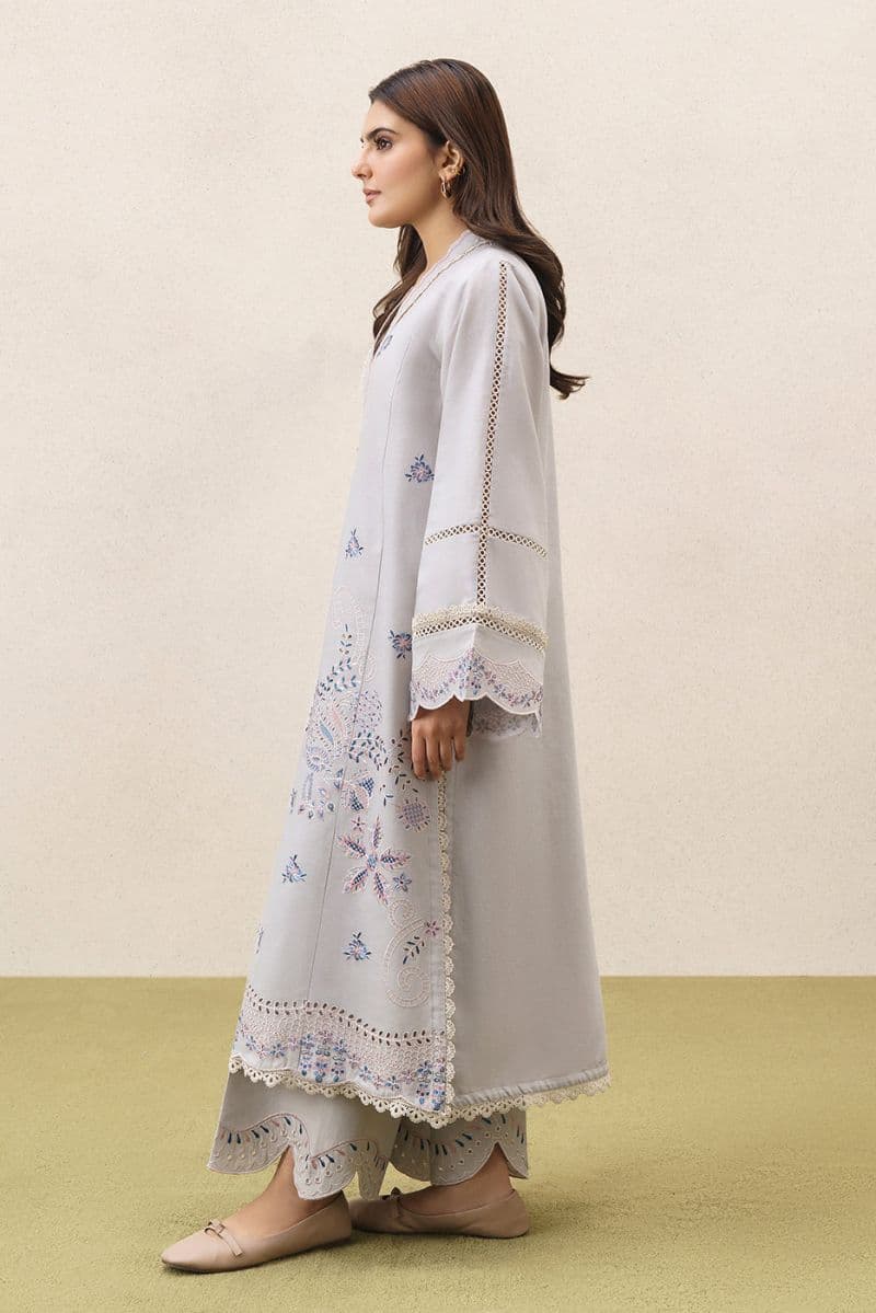 2 PIECE EMBROIDERED KHADDAR SUIT-DUSTY MEADOW (UNSTITCHED) thumbnail