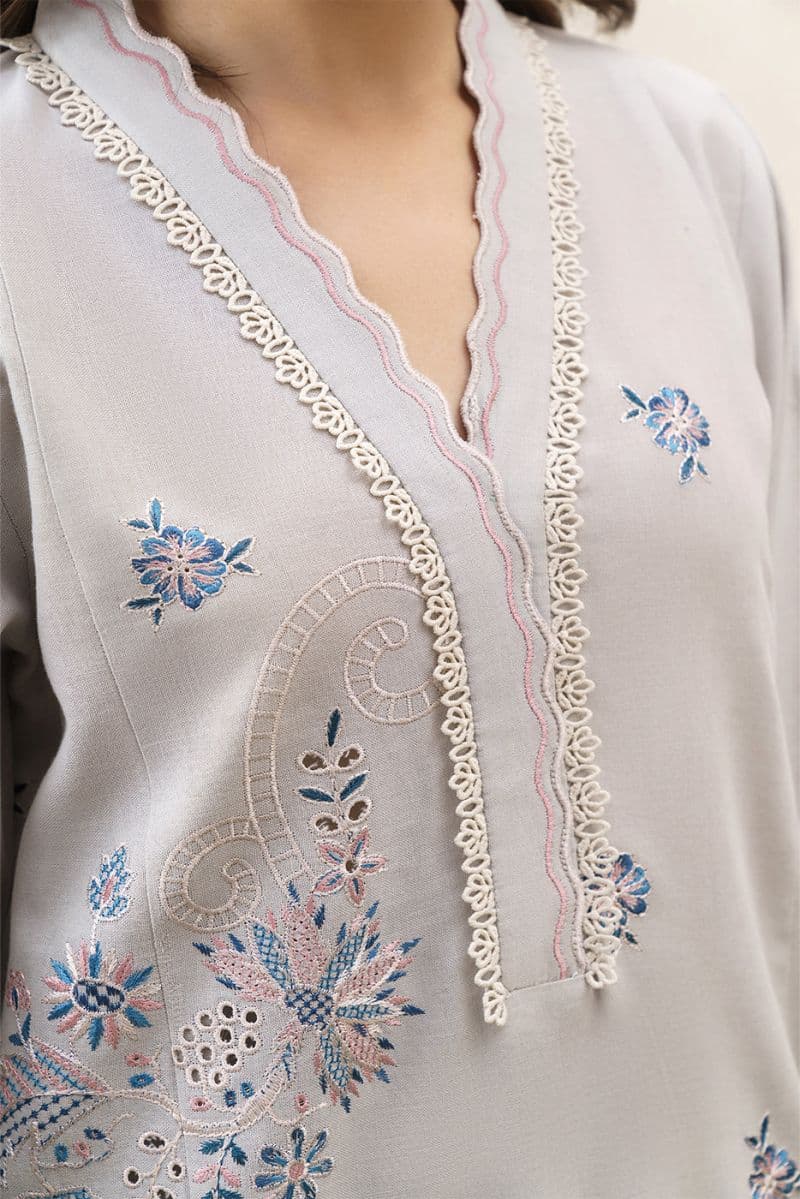 2 PIECE EMBROIDERED KHADDAR SUIT-DUSTY MEADOW (UNSTITCHED) thumbnail