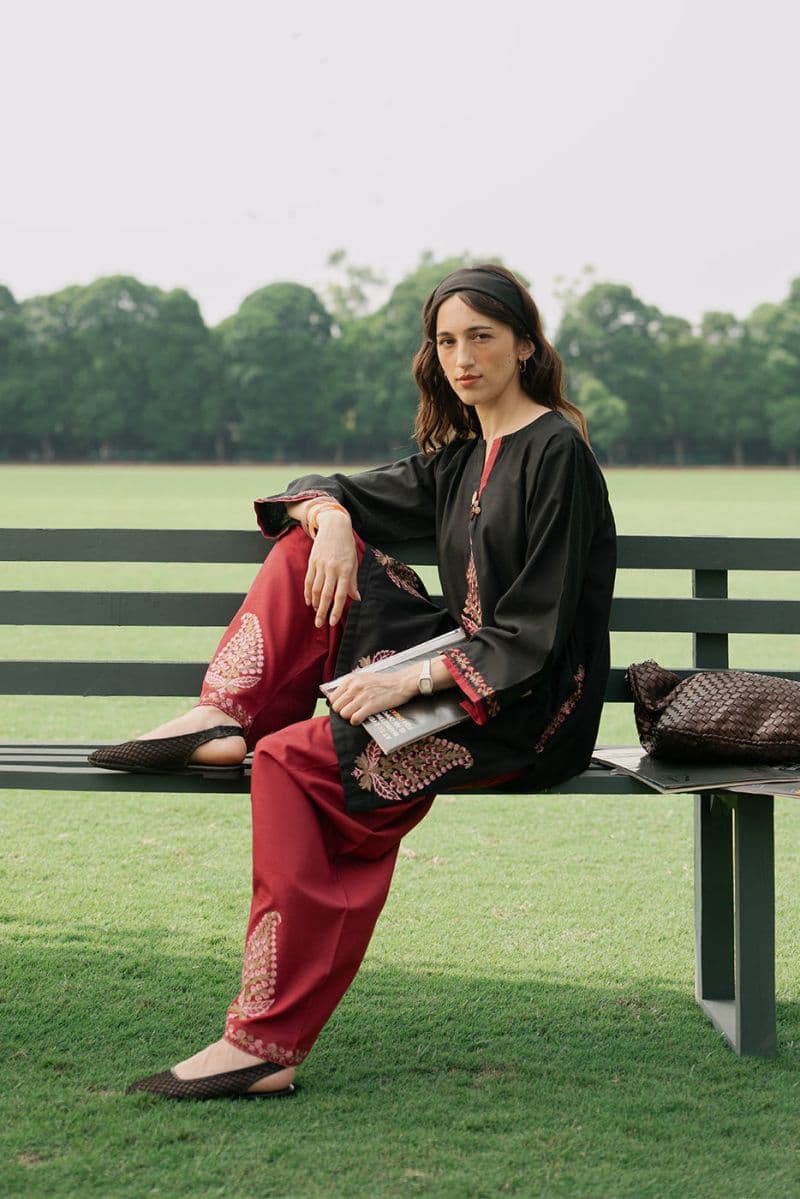 2 PIECE EMBROIDERED SLUB KHADDAR SUIT (PRET)