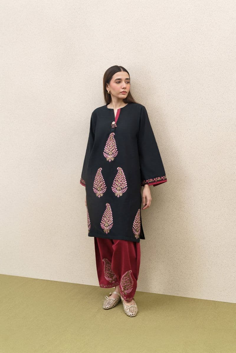 2 PIECE EMBROIDERED SLUB KHADDAR SUIT (PRET)