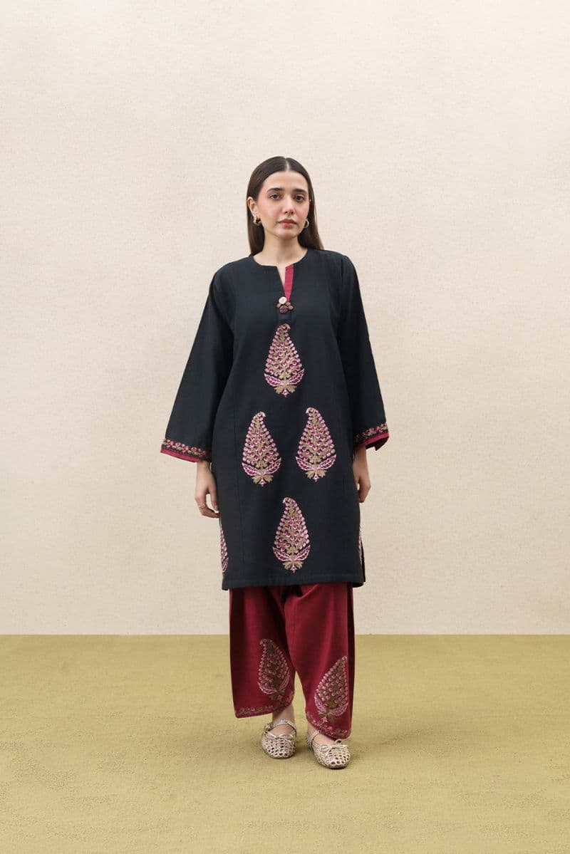2 PIECE EMBROIDERED SLUB KHADDAR SUIT (PRET)
