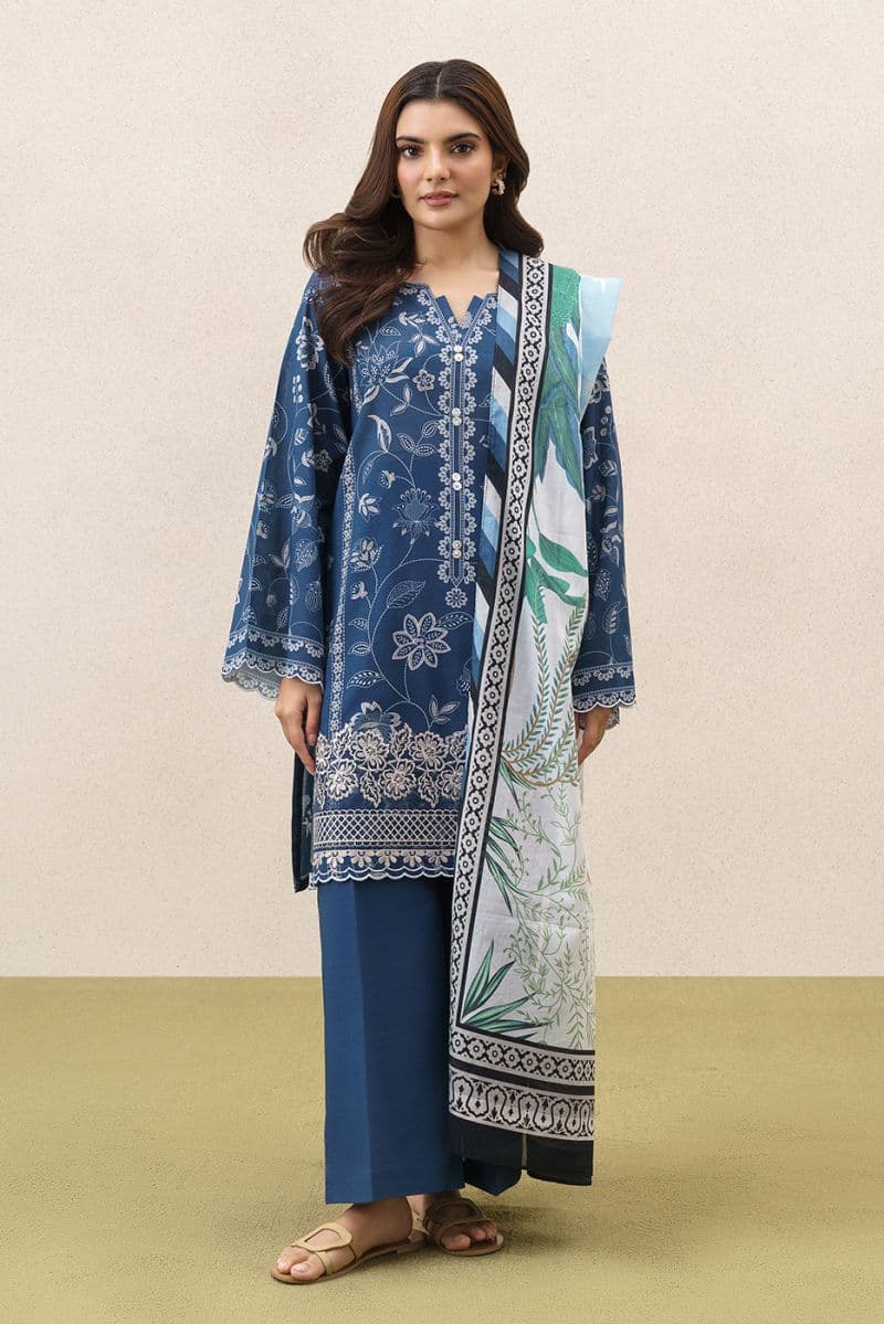 3 PIECE EMBROIDERED LAWN SUIT-MIDNIGHT AURA (UNSTITCHED) thumbnail