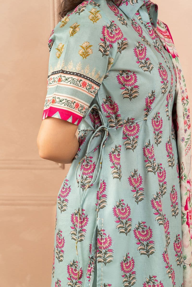 3 PIECE PRINTED LAWN SUIT-INDIGO GLAZE ( UNSTITCHED ) thumbnail