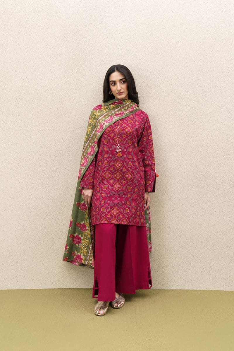 3 PIECE PRINTED KHADDAR SUIT-ORNATE HAZE (UNSTITCHED) thumbnail
