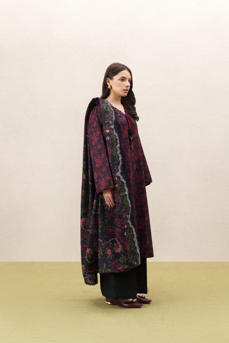 3 PIECE PRINTED KHADDAR SUIT-CRIMSON AFFAIR (UNSTITCHED) thumbnail