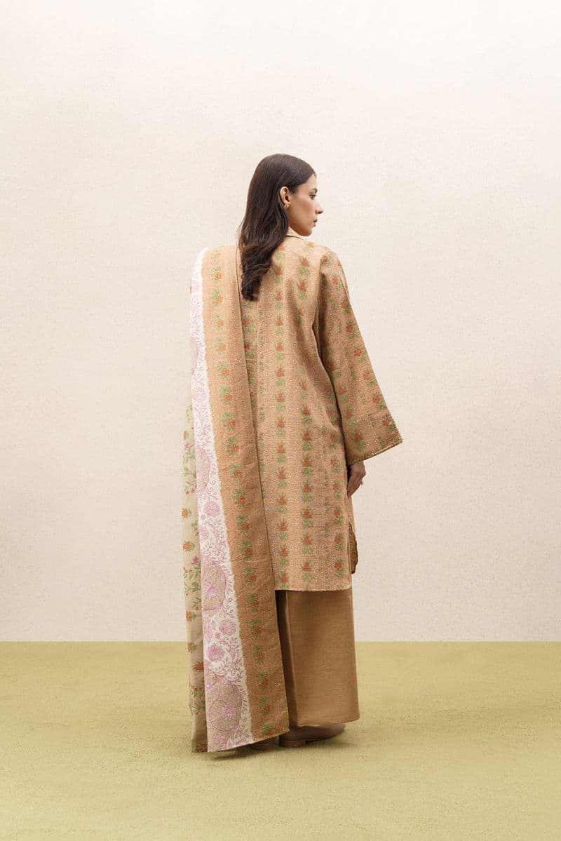 3 PIECE PRINTED KHADDAR SUIT-BEIGE ELEGANCE (UNSTITCHED)