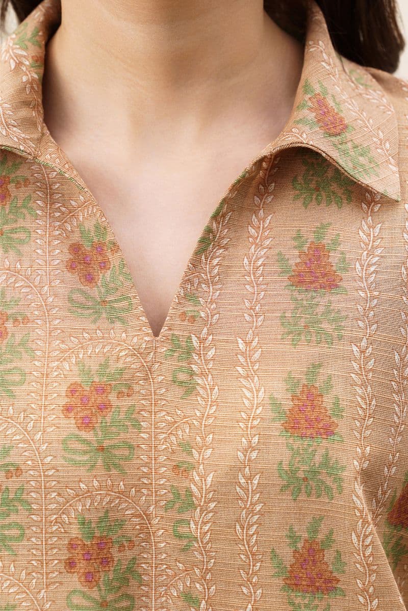 3 PIECE PRINTED KHADDAR SUIT-BEIGE ELEGANCE (UNSTITCHED)