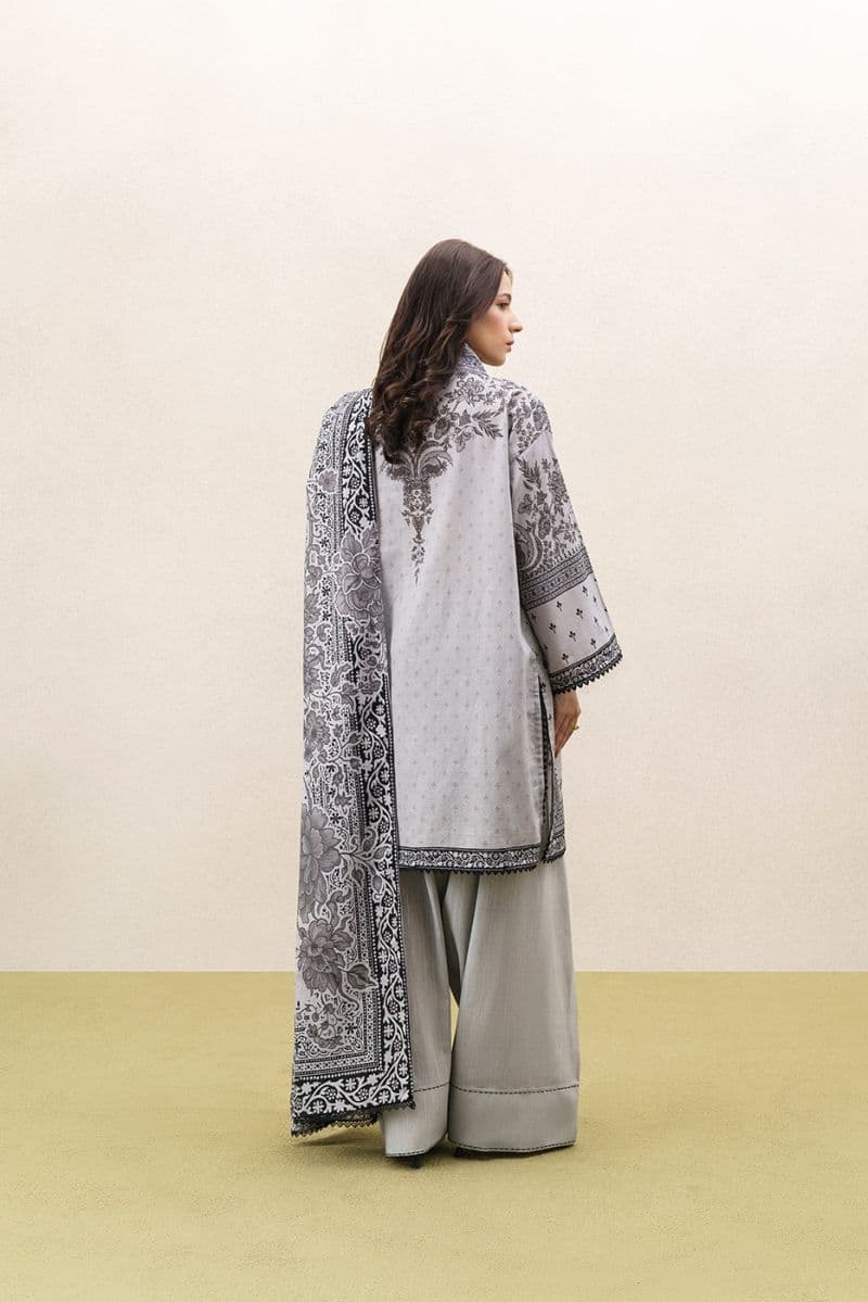 3 PIECE EMBROIDERED KHADDAR SUIT-GREY WILLOW (UNSTITCHED) thumbnail