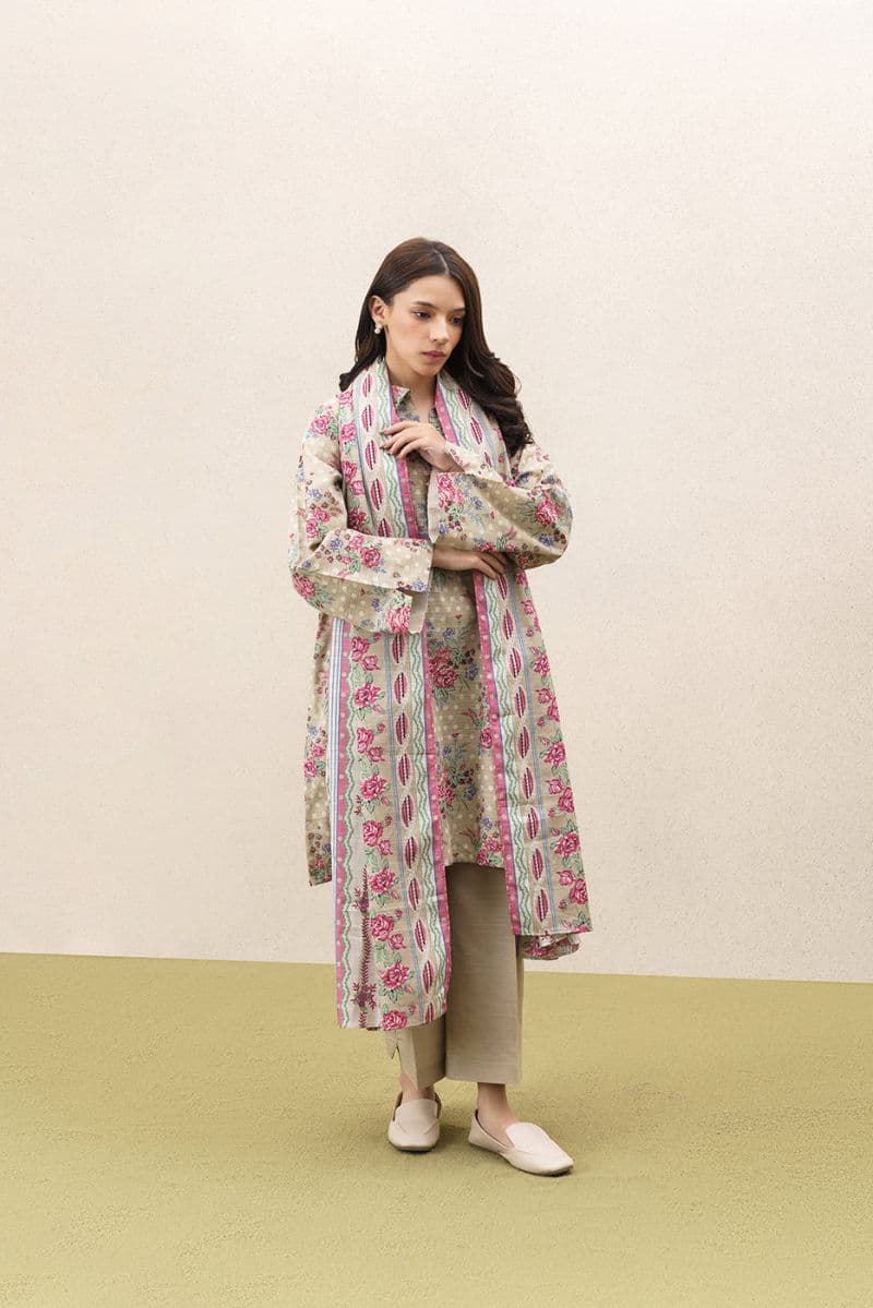 3 PIECE EMBROIDERED KHADDAR SUIT-AUTUMN BREEZE (UNSTITCHED) thumbnail