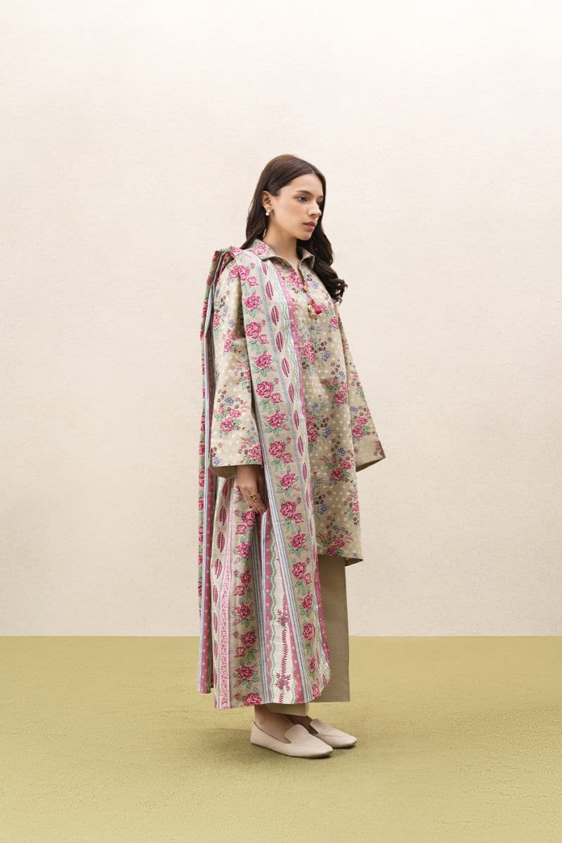 3 PIECE EMBROIDERED KHADDAR SUIT-AUTUMN BREEZE (UNSTITCHED) thumbnail