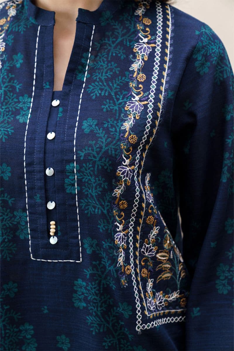 3 PIECE EMBROIDERED KHADDAR SUIT WITH SHAWL-NIGHT WHISPER (UNSTITCHED) thumbnail