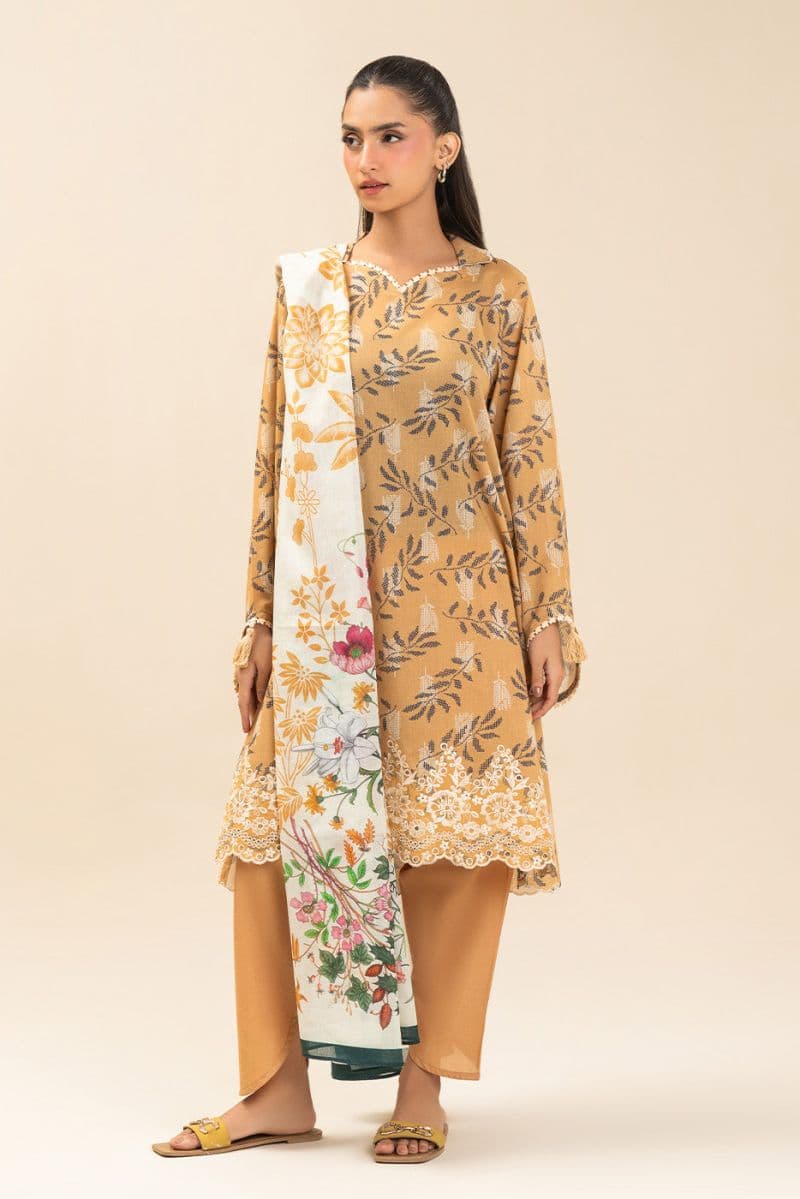 3 PIECE EMBROIDERED LAWN SUIT-MUSTARD MEADOW (UNSTITCHED) thumbnail