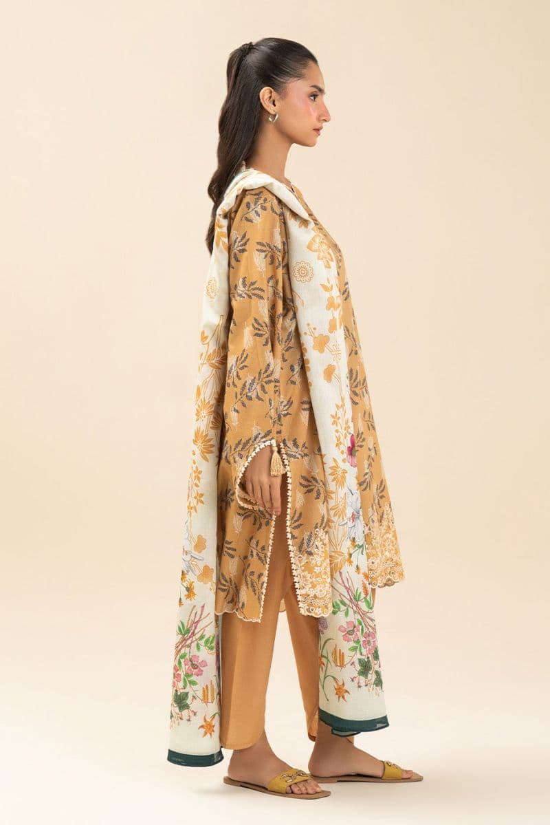 3 PIECE EMBROIDERED LAWN SUIT-MUSTARD MEADOW (UNSTITCHED) thumbnail