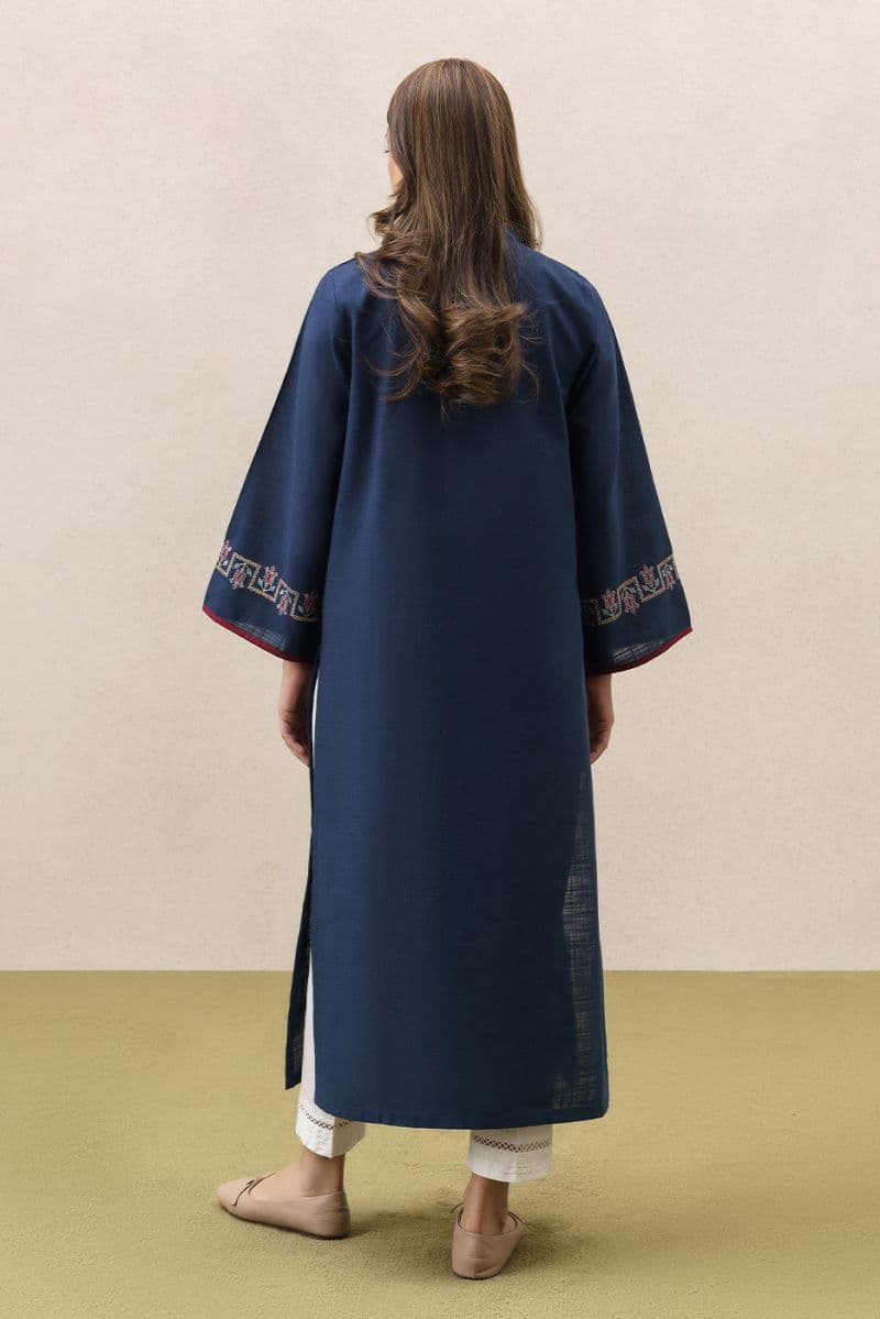 EMBROIDERED TWO WAY SLUB SHIRT (PRET)