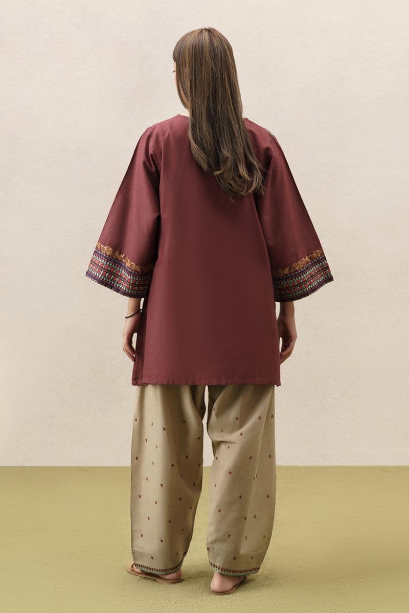 EMBROIDERED SLUB KHADDAR SHIRT (PRET)