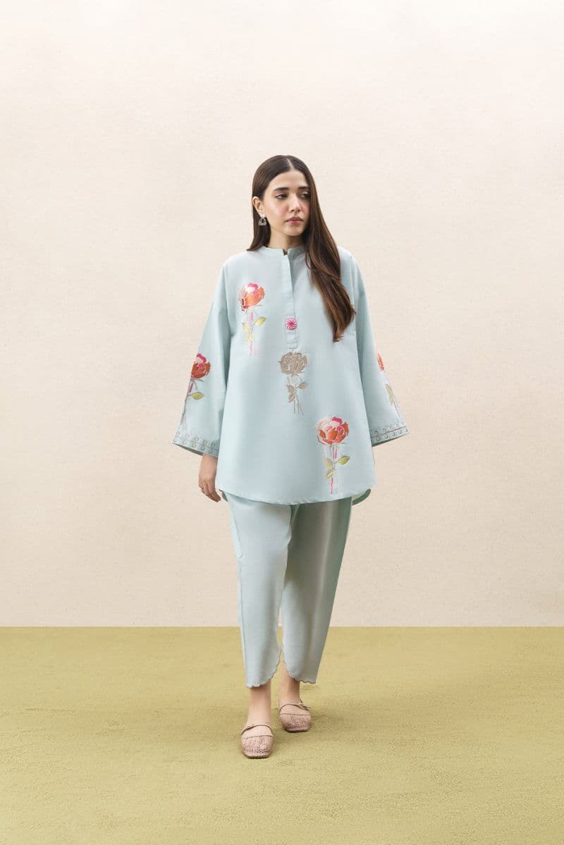 2 PIECE EMBROIDERED FANCY COTTON SUIT (PRET) thumbnail