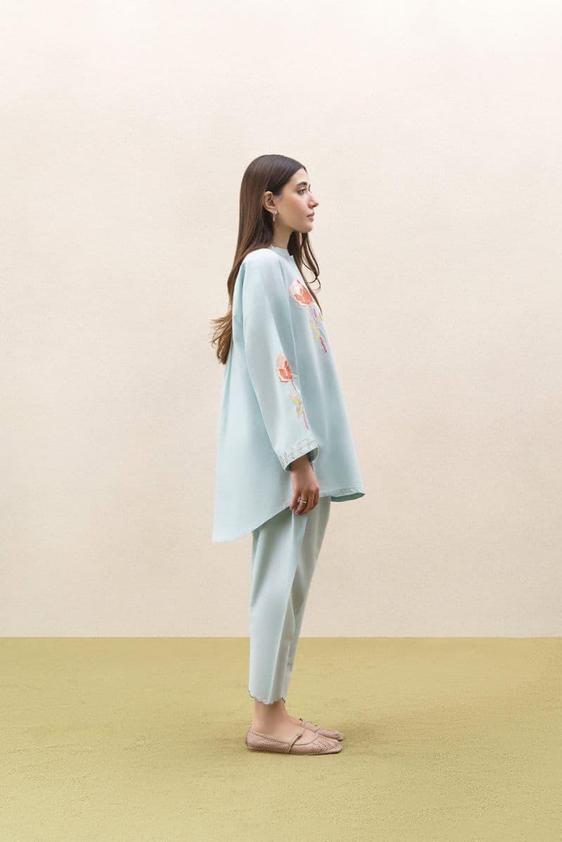 2 PIECE EMBROIDERED FANCY COTTON SUIT (PRET) thumbnail