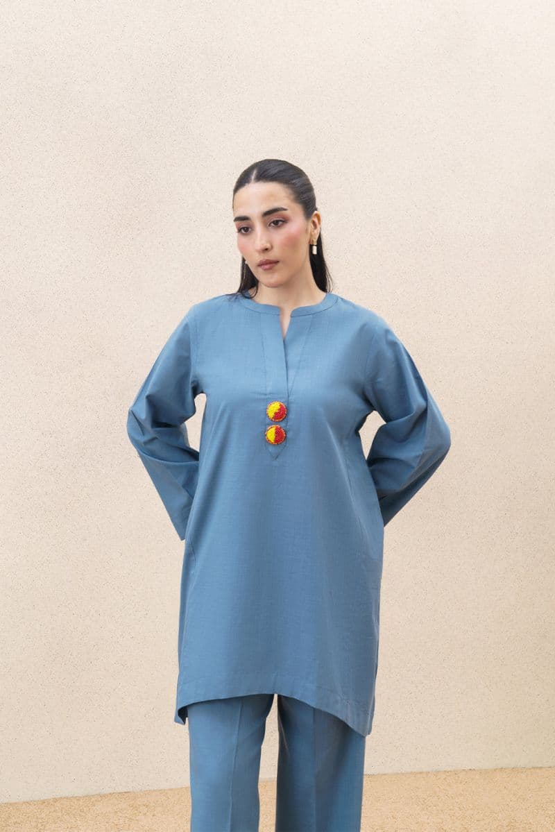 2 PIECE SOLID YARN DYED SUIT (PRET) thumbnail
