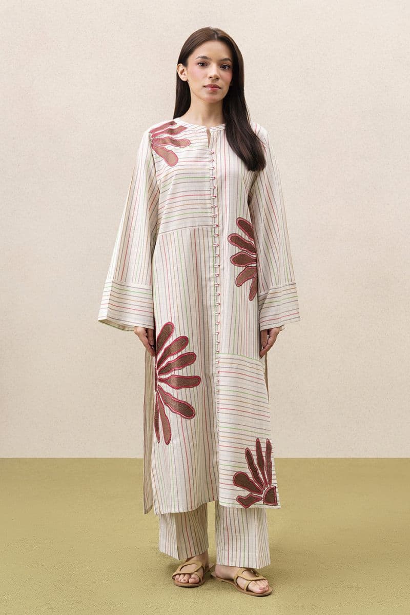 2 PIECE EMBROIDERED YARN DYED SUIT (PRET)