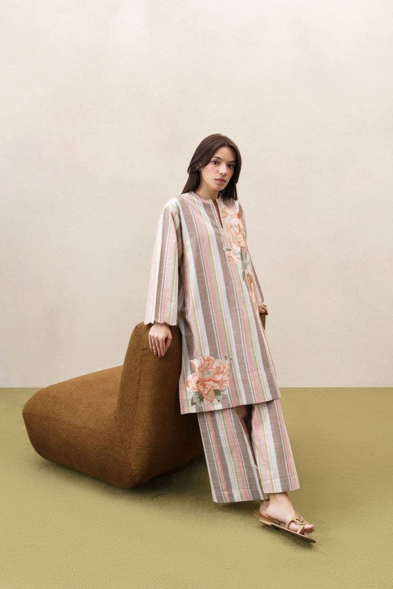 2 PIECE EMBROIDERED YARN DYED SUIT (PRET) thumbnail