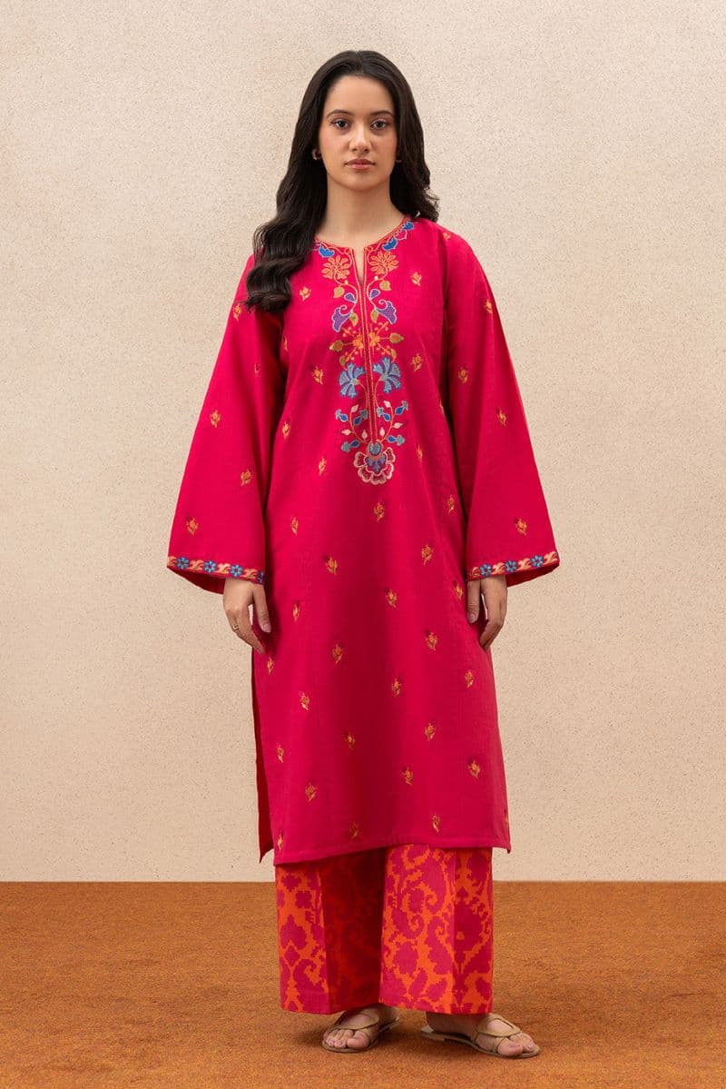 2 PIECE EMBROIDERED SLUB LAWN SUIT (PRET) thumbnail