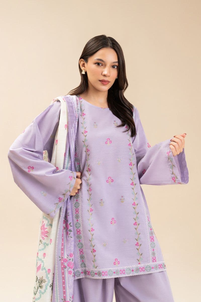 2 PIECE EMBROIDERED SLUB SUIT (PRET)