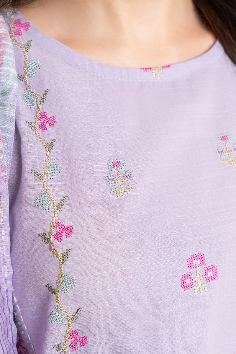 2 PIECE EMBROIDERED SLUB SUIT (PRET)