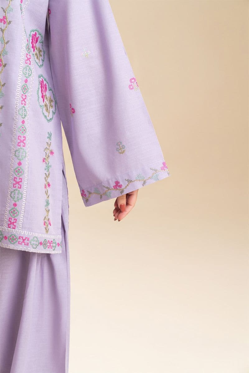2 PIECE EMBROIDERED SLUB SUIT (PRET)