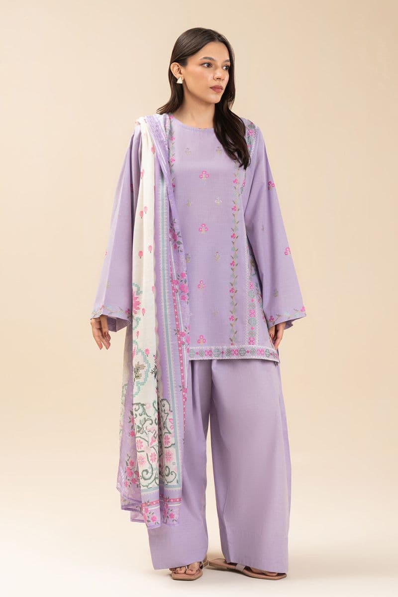 2 PIECE EMBROIDERED SLUB SUIT (PRET)