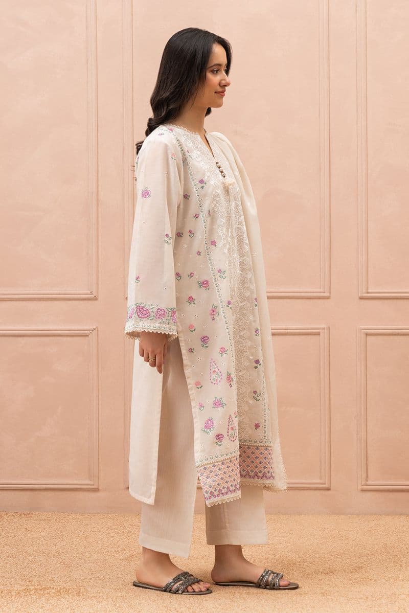 3 PIECE EMBROIDERED PAPER COTTON SUIT (HIGH CASUAL) thumbnail