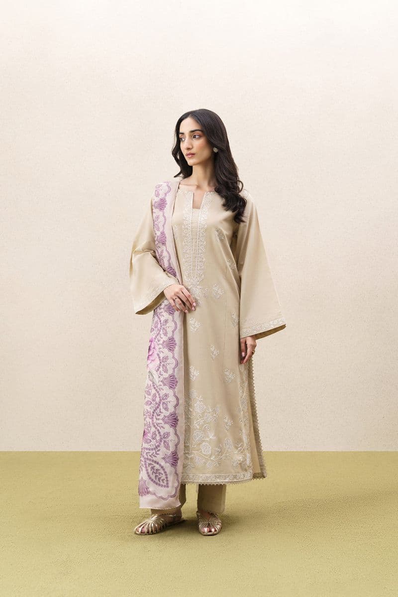 3 Piece Embroidered Lawn Suit - Ivory Garden Unstitched thumbnail