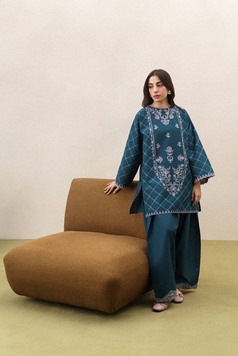 2 Piece Embroidered Khaddar Suit - Dusky Serenade Unstitched