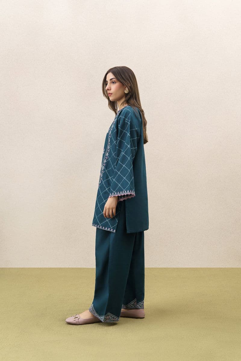 2 Piece Embroidered Khaddar Suit - Dusky Serenade Unstitched