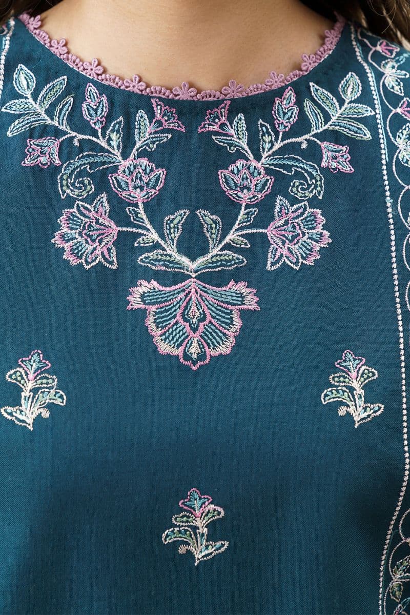 2 Piece Embroidered Khaddar Suit - Dusky Serenade Unstitched