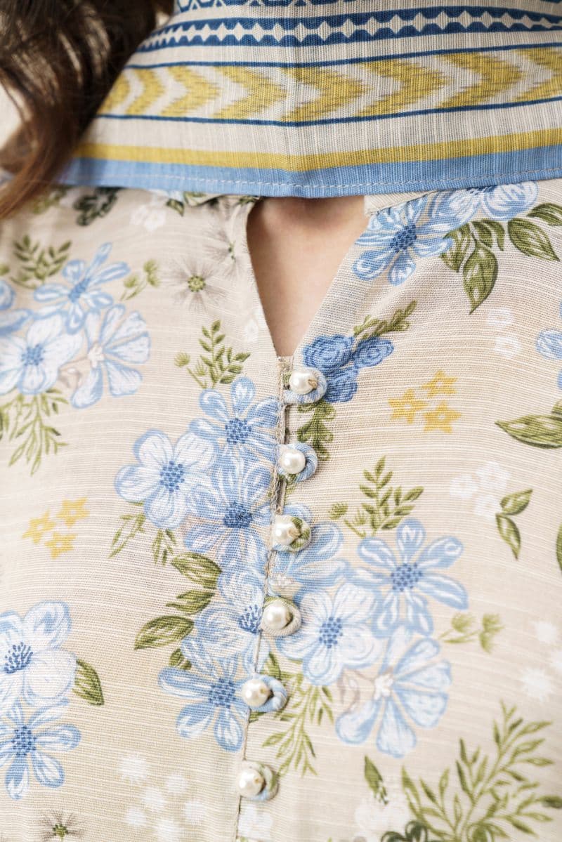3 Piece Printed Khaddar Suit - Aqua Essence Unstitched