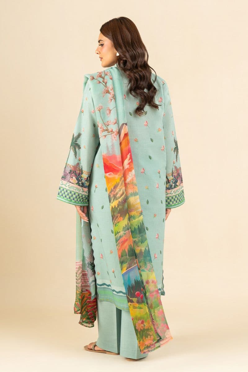 3 Piece Printed Lawn Suit - Cameo Green Unstitched