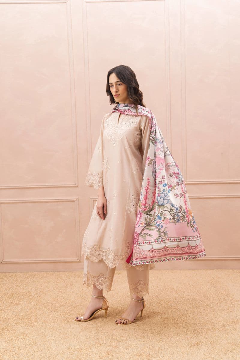 3 Piece Embroidered Paper Cotton Suit Luxury Pret