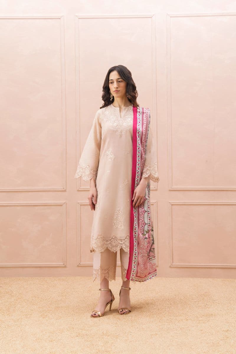 3 Piece Embroidered Paper Cotton Suit Luxury Pret