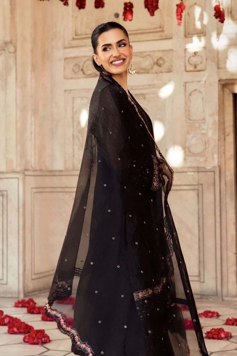 3 Pc Unstitched Embroidered Silk Cotton Net Suit