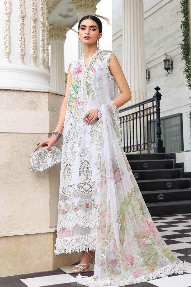 3 Piece Unstitched Embroidered Lawn Suit thumbnail
